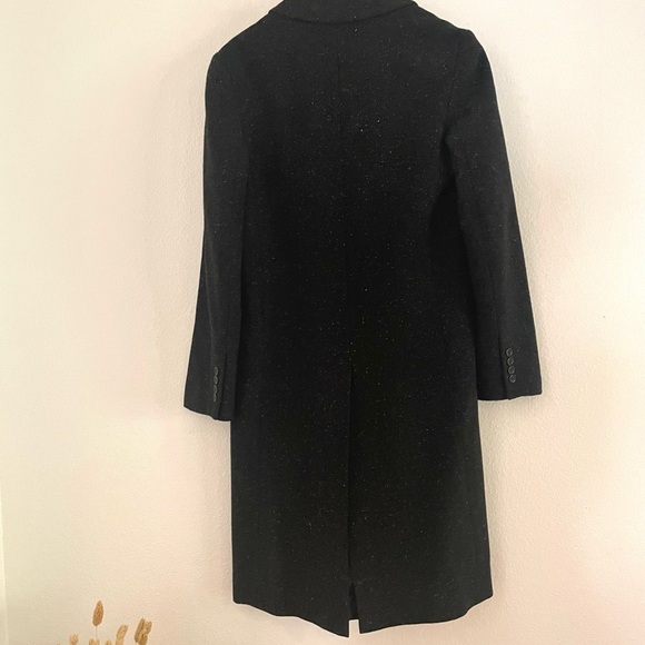 Vintage Y2K BCBG MAXAZRIA charcoal speckled wool trench w/ beading. Size 8 - Picture 6 of 7